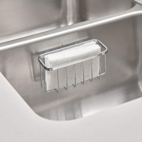 Svamp Holder - Metall Vask Organizer med Rustfritt Stål Belegg - Svamp Holder for Svamper og Metall Svamper - M