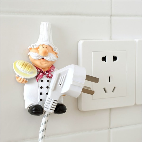 2 Pieces Cute Resin Chef Multifunctional Hooks, Cable Plug