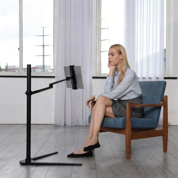 Sengbord, Højdejusterbart Bakkebord til Seng eller Sofa Laptopbord (Sort)