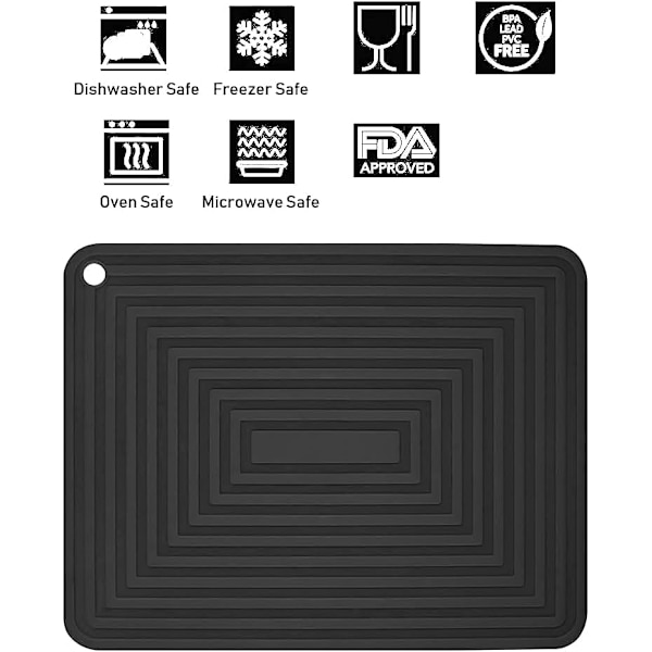 Silikoneunderlag, 2 stk. skridsikre, varmebestandige 250°C multifunktionelle ske-hvilere, køkkenunderlag, bordmåtte til køkken og spisestue