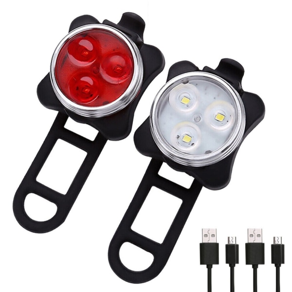 2 stk Super Lys Mini Modell USB Ladbar Sykkelforlykt