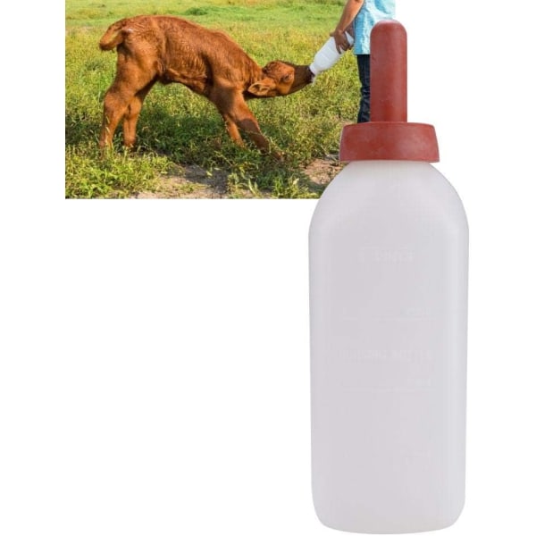 1 kalveplejeflaske, 2L kalvemælksfoderflaske, vandret ko