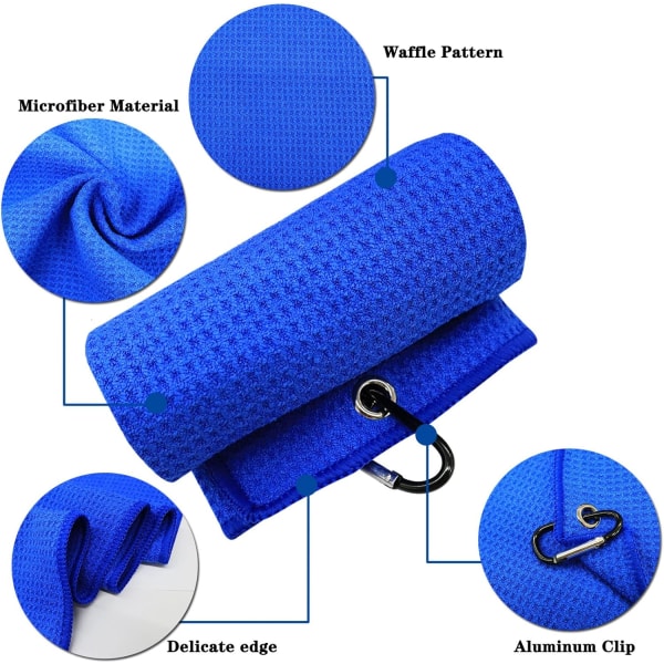 Set of 3 blue 40*60cm golf towels Microfiber waffle pattern