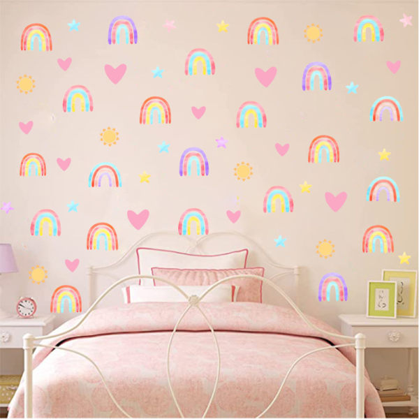 Bohemian rainbow klistermärken akvarell regnbåge kärlek sol stjärnvägg