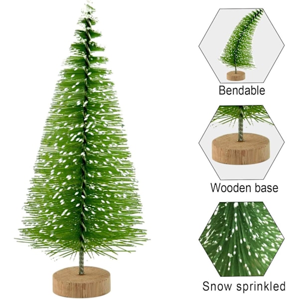 Förpackning med 12 Konstgjorda Julgranar Mini Julgran Miniatyr Inomhus Bordsdekoration (Grön, Höjd 4,5cm)