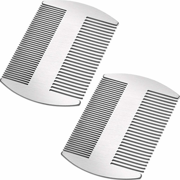 2pcs Silver Stainless Steel Wallet Comb Credit Comb Dual Action