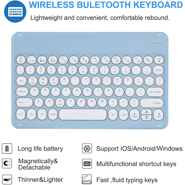 Galaxy Tab S6 Lite 10.4' Tastaturcover 2020 Model Sm-p610 Sm-p615 Magnetisk Aftagelig Bt Tastatur Ultratyndt Slank Runde Taster Smart Trådløst Tastatur