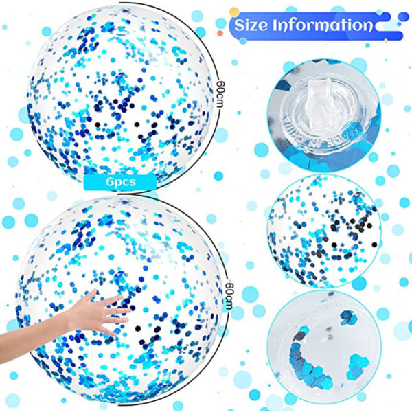 1 Stycke PVC Transparent Uppblåsbar Strandboll Studsande Glitter