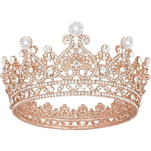 1 Kvinners Rose Gold Crown Hodeplagg Dronning Krystall Rhinestone Hår