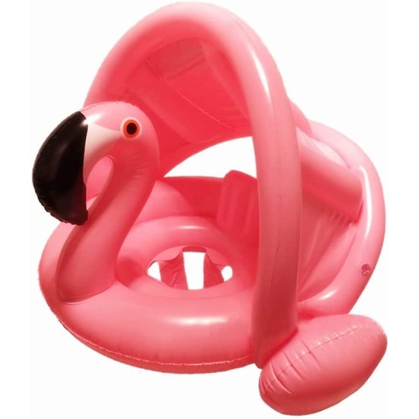 Flamingo Baby Pool Float med baldakin, oppustelig sæde bøje oppustelig børnepool babyer 6 - 48 måneder badekar svømmepøl PVC materiale (Pink)