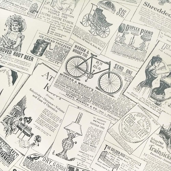 Vintage-vinyyli itseliimautuva sanomalehtitapetti, kuori ja liimaa