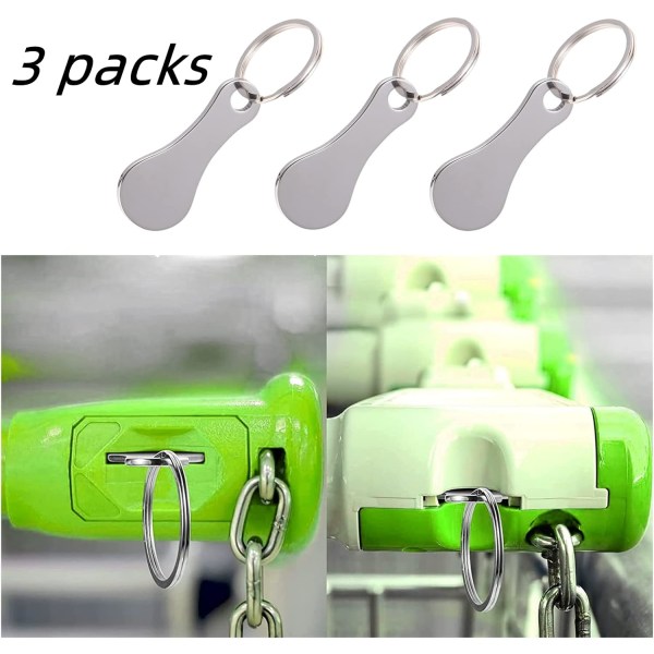 3 pieces of metal keyring shopping cart tokens Metal keyring