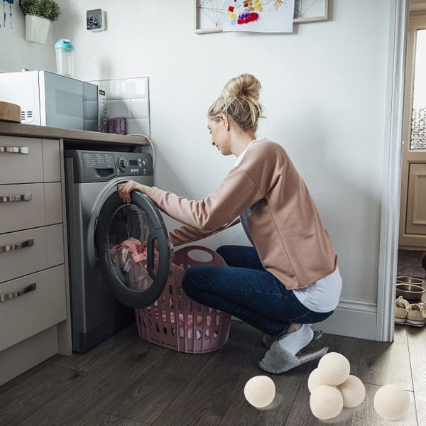 Ull tørkeballer 6 stk, naturlig tøymykner