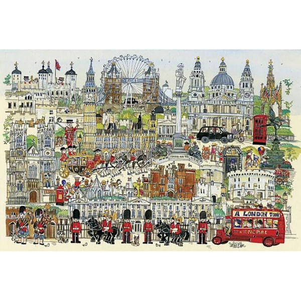 Träpussel för vuxna, Freehand London, Stadslandskap, Linjekonst, 500, 1000, 1500, 2000, 3000, 4000, 5000, 6000 Bitar
