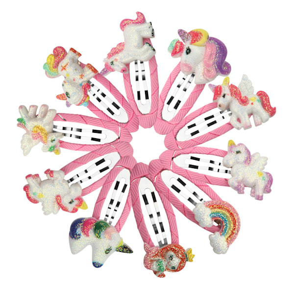 10 Unicorn Hårspenner, Regnbue Sky Form Hårnåler, Søtt Hår