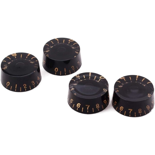 4 guitar knobs, black transparent knobs with gold words Electric