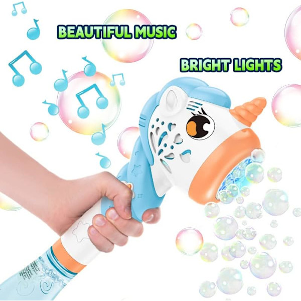 Bubbelpistoler för barn, Unicorn Bubble Gun, 5000+ bubblor per minut