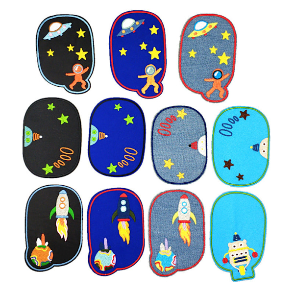 Broderet påsyet eller stryge-patch - 11 stk. Planet Astronaut