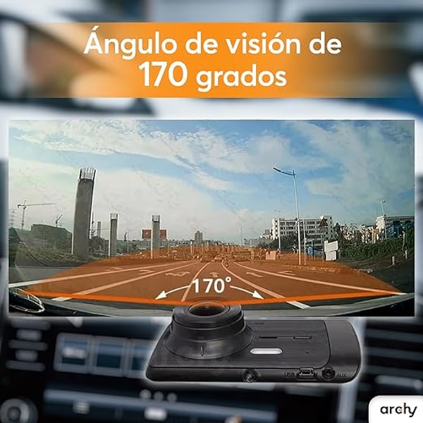 Dashcam 4\", dobbelt objektiv HD 1080P