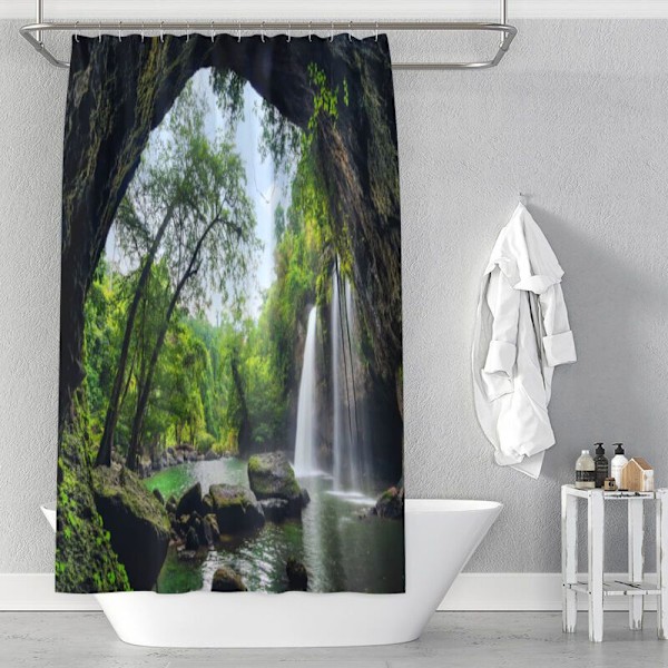 Bruseforhængsforing, 3D digitalt trykt polyester, 12 kroge, passer til forskellige stænger B 180 cm x H 180 cm