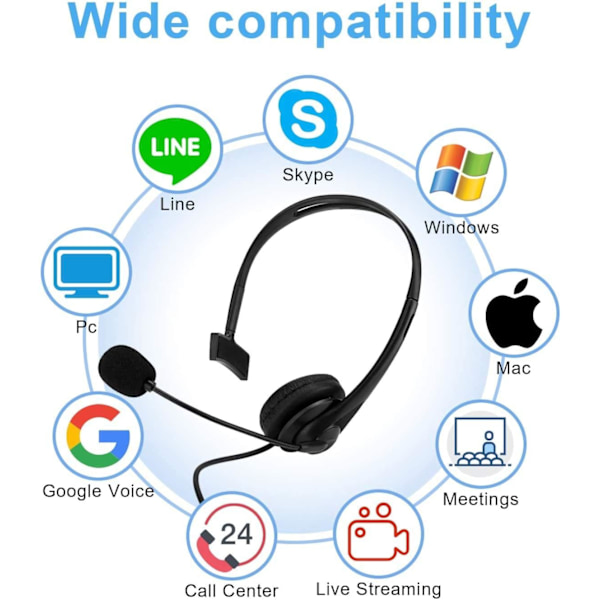 1 st USB-headset med brusreducerande mikrofon, USB-trådbunden