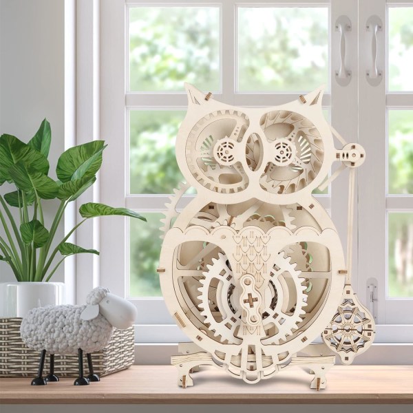 3D Trepussel i Tre, Ugleklokke, Mekanisk Modellsett for Voksne