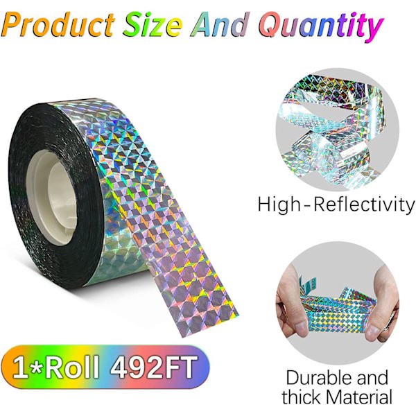2 kpl Laser-lintuteippiä, 2,4 cm * 150 m, hedelmätarha ja pelto