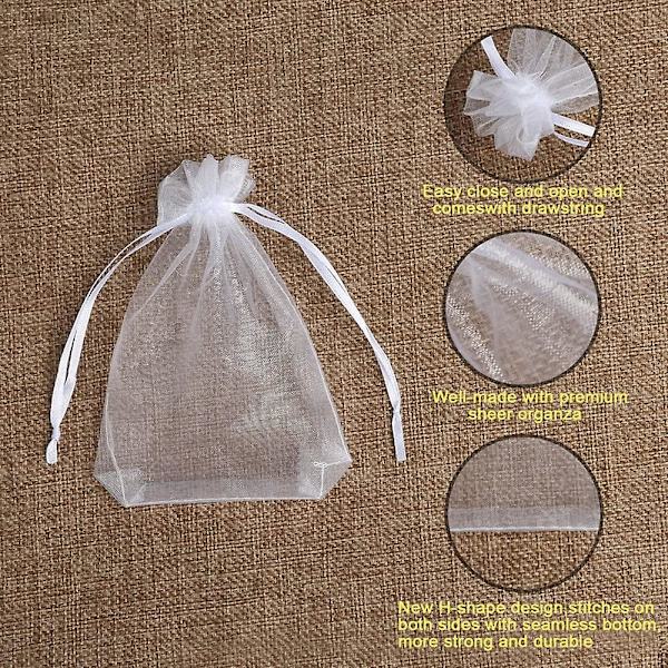 100 stk. Premium Sheer Organza-poser, Hvide Bryllupsgaveposer Med Snøretræk, 4x6 Smykkegaveposer Til Fest, Smykker, Jul, Festival, Badeværelse S