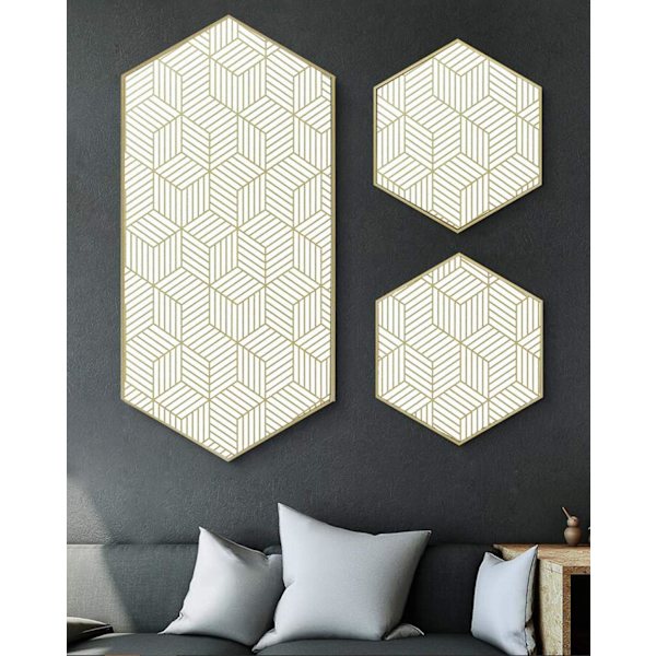 Guld Hexagon Geometriska Ränder Självhäftande Tapet Självhäftande Möbler Tapet Guld Vit 40x500cm Jul Presentinslagning