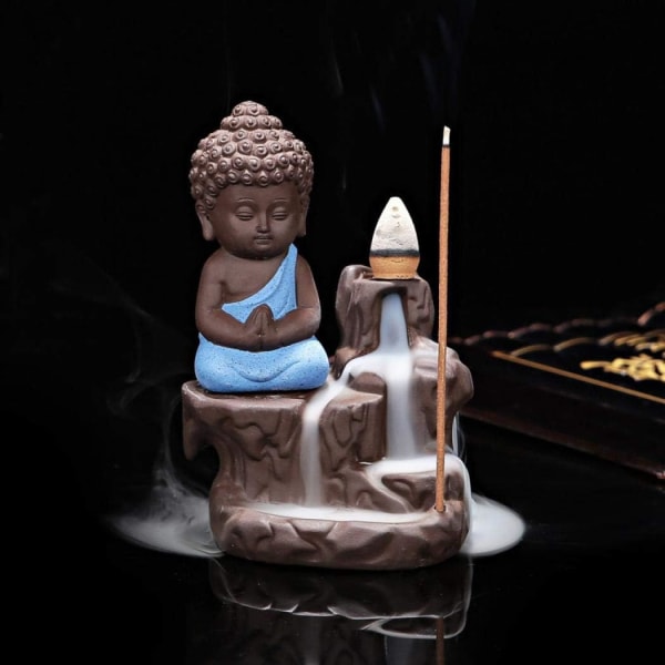 1 stk Liten Munk Buddha Design Keramisk Tilbakestrøm Røkelse