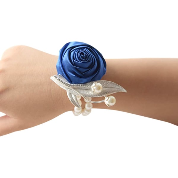 1 stycke blå handledsblomma för brudens bröllop och bröllop