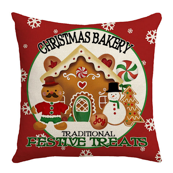 4-pack Jul Kuddfodral 45x45cm Pepparkaksgubbe Fyrkantigt Örngott Soffkudde Skydd Heminredning