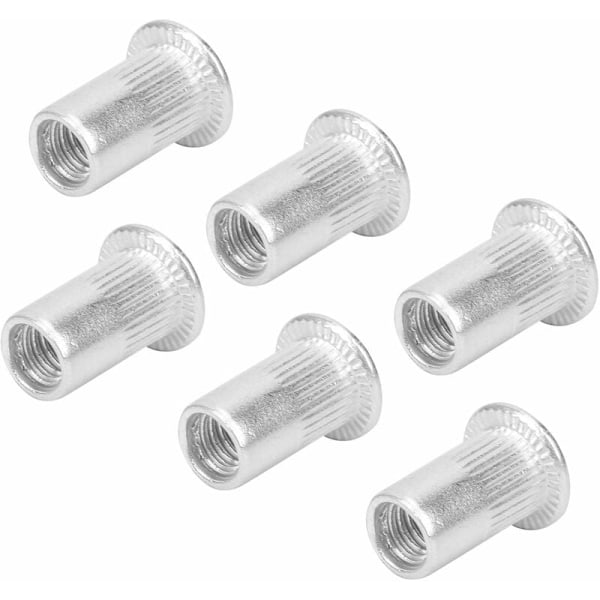 100 stk. M5 Blindmuttere, Sortimentssett for Blindmuttere, Flat Hode Gjenget Innsettingsmutter Aluminium