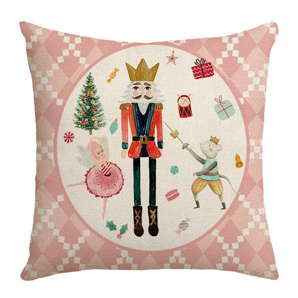 4-pack Jul Kuddfodral 45x45cm Rosa Julgran Fyrkantigt Örngott Soffa Kudde Skydd Heminredning