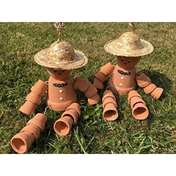 Sæt af 2 terracotta blomsterpotter, havedekorationer, rød keramik