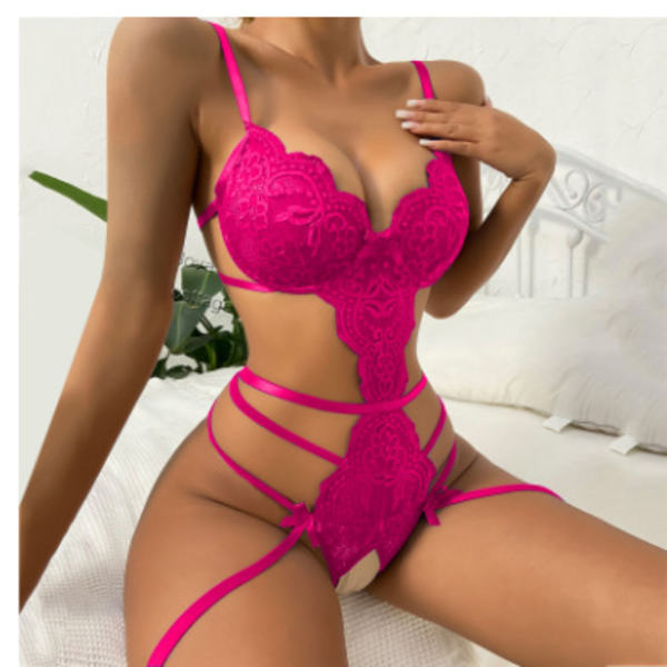 1 kpl (Ruusunpunainen) Seksikäs Bodystocking Alusvaatteet Naisille Teddy Babydoll