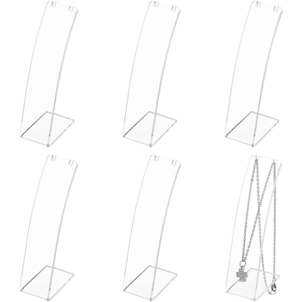 6 stycken (transparent) L-formad akrylhalsbandshållare lutande bakåt
