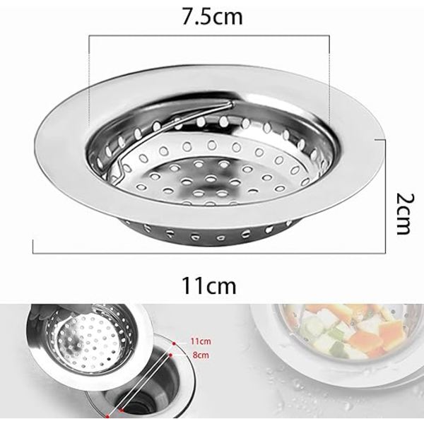 2 stk. 11 cm Rustfrit Stål Håndvask Si, Aftapning Håndvask Si