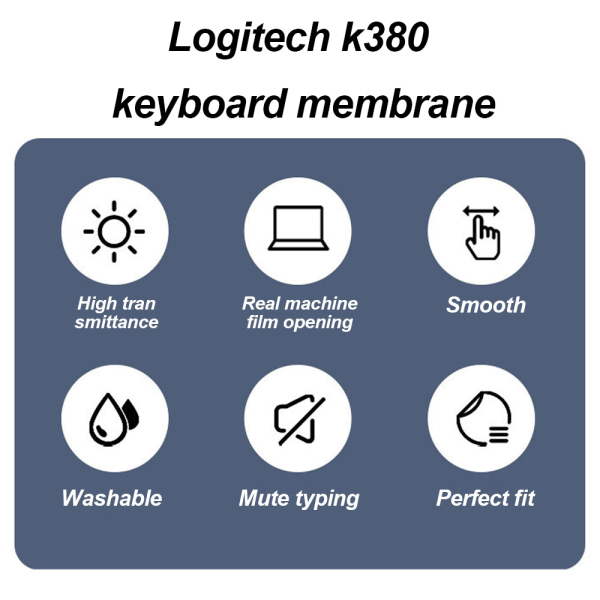 Logitech k380 tangentbordsskydd original full täckning tyst silikon