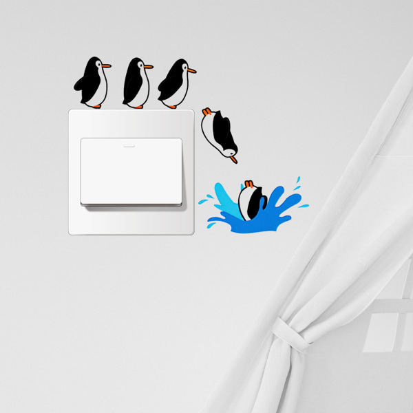 4 delar tecknad pingvin väggdekaler självhäftande badrum