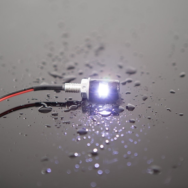 Pakke nummerpladelys, skrue-i nummerplade, 12V hvid LED-pære, vandtæt/regntæt, sort aluminiums lysbeslag