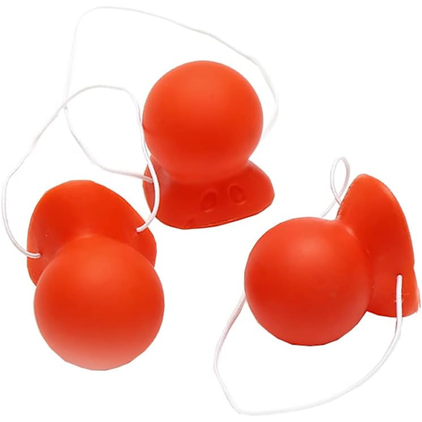 3 stycken röda gummiklovnäsor, klovnäsor och elastiskt cirkus