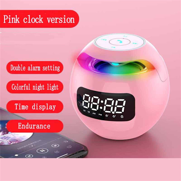 Trådlös Bluetooth-högtalare Väckarklocka Färgglad Subwoofer med LED-display FM-radio Väckarklocka Bluetooth Hifi-kort