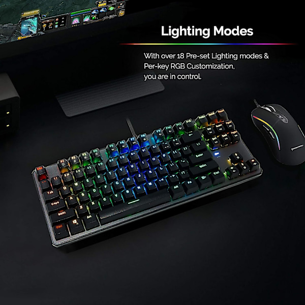 Phantom 87-tasters mekanisk tastatur, RGB LED, Outemu blå bryter