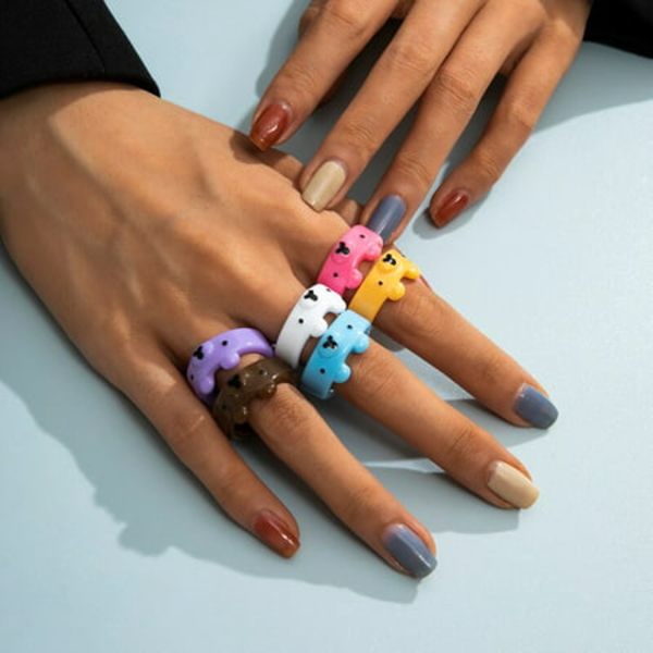 Frosk Gris Ring Polymer Clay Resin Ring Jente Dyr Ring Kvinne