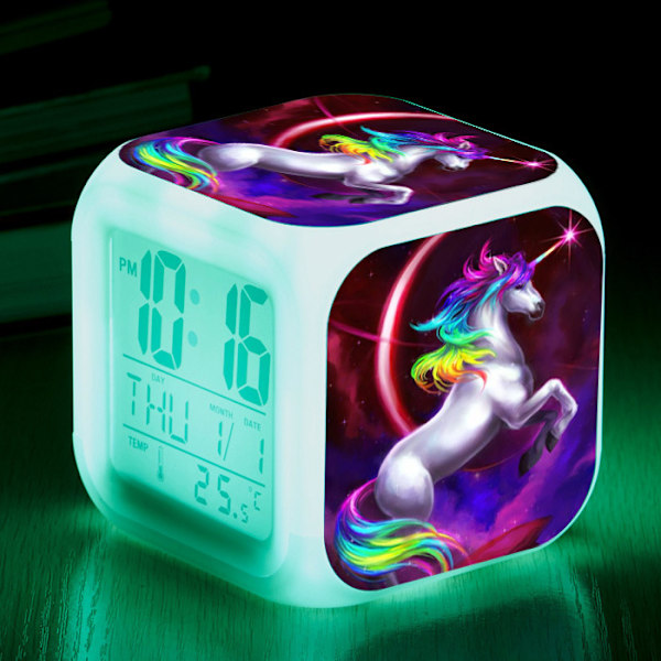 Four Square Digital Unicorn Väckarklocka - Unicorn 1# med LED, Lysande Gåva för Barn, Pojkar och Flickor