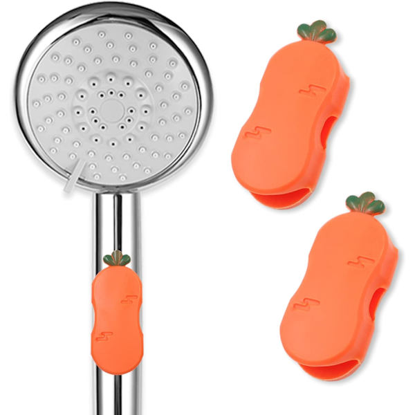 2 osainen oranssi porkkana-muotoinen silikoninen suihkupään pidike