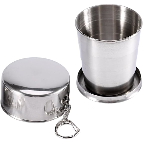 Fdit Hopfällbar Resemugg 450ml Rostfri Stålmugg Camping Nyckelring Design Infällbar Hopfällbar Mugg (Stor)