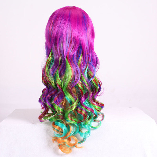 28Inch/70cmBeautifulLongWavyHarajukuStyleCosplayWig(RainbowColor