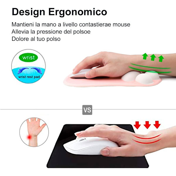 1 kattpåtassar musmatta med handledsstöd, bärbar ergonomisk anti